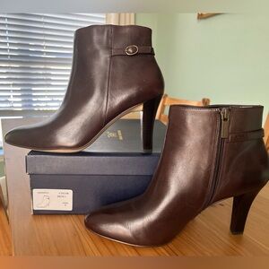 Brooks Brothers Leather Brown Heeled Booties